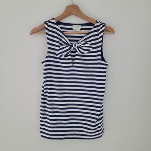 Kate Spade New York Live Colorfully Sleeveless Top Small blue white striped bow